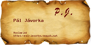 Pál Jávorka névjegykártya